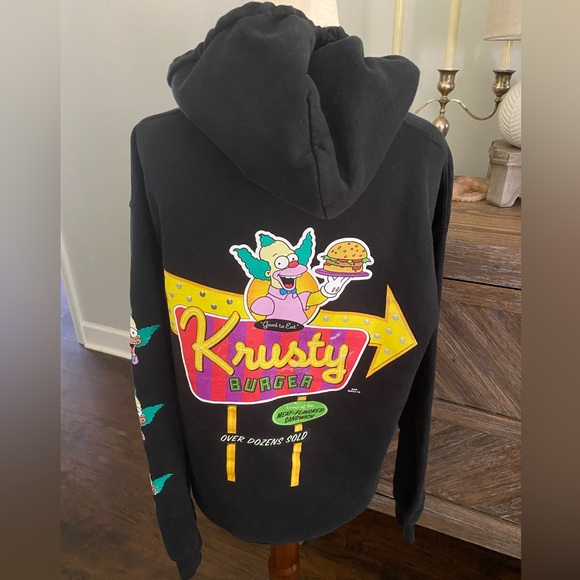 The Simpsons Other - Simpsons Krusty Burger Cartoon Medium Black‎ Y2K Pullover Hoodie Sweatshirt